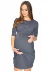 MijaCulture 2 in1 Comfortable Maternity Pregnancy Dress and for Nursing Una 7142  Grey