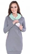 MijaCulture – Cute 2 in1 Maternity and Nursing Pullover Sweater Sweatshirt Ellie 7129  Grey / Mint