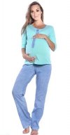 MijaCulture - 3 in1 Maternity and Nursing 2-Peace Pyjama Set 4054/M52 Mint / Blue