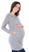 MijaCulture – 3 w 1 długa bluza ciążowa i do karmienia „Lila” 1036 melanż