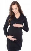 MijaCulture – 3 w 1 długa bluza ciążowa i do karmienia „Lila” 1036  czarny