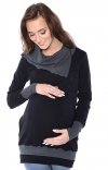 MijaCulture - bluza 3 w1 ciążowa  i do karmienia z asymetrycznym kołnierzem 4020/M05 czarny/grafit
