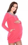 MijaCulture - bluza 3 w 1 ciążowa i do karmienia z kapturem „Mimi” 7102A koral