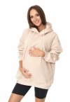 MijaCulture - 3 w 1 ciepła bluza ciążowa i do karmienia z kapturem „Naomi” M016 beżowy