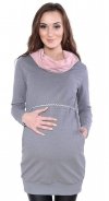 MijaCulture - 3 w 1 bluza ciążowa i do karmienia „Ellie” 7129 szary/róż