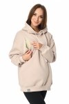 MijaCulture - 3 w 1 ciepła bluza ciążowa i do karmienia z kapturem „Naomi” M016 beżowy