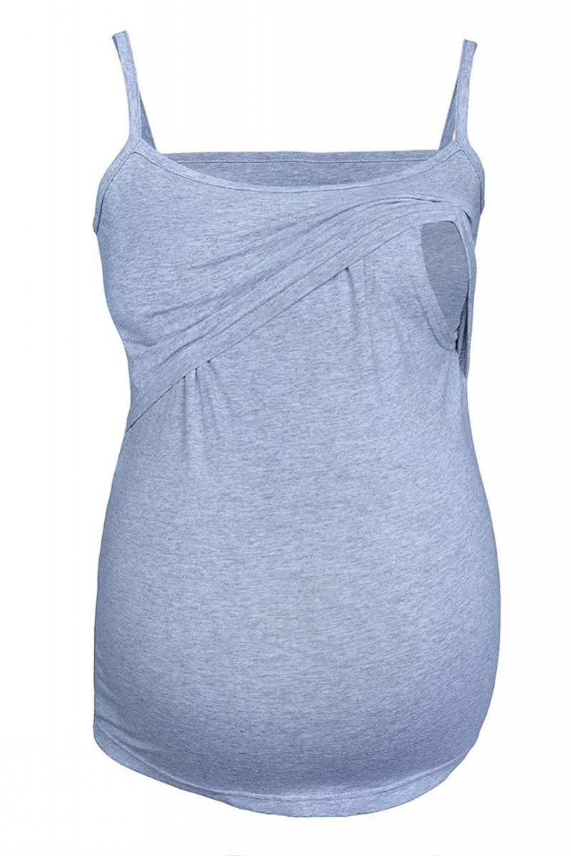 MijaCulture - Comfortable 2 in1 Maternity and Nursing Shirt Sleeveless top 4029/M46 Melange