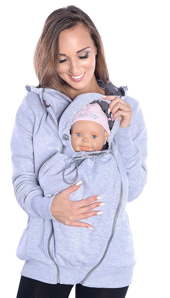 MijaCulture - Maternity Warm Hoodie / Jacket / Sweatshirt / for Baby Carriers 4046/M50  Melange