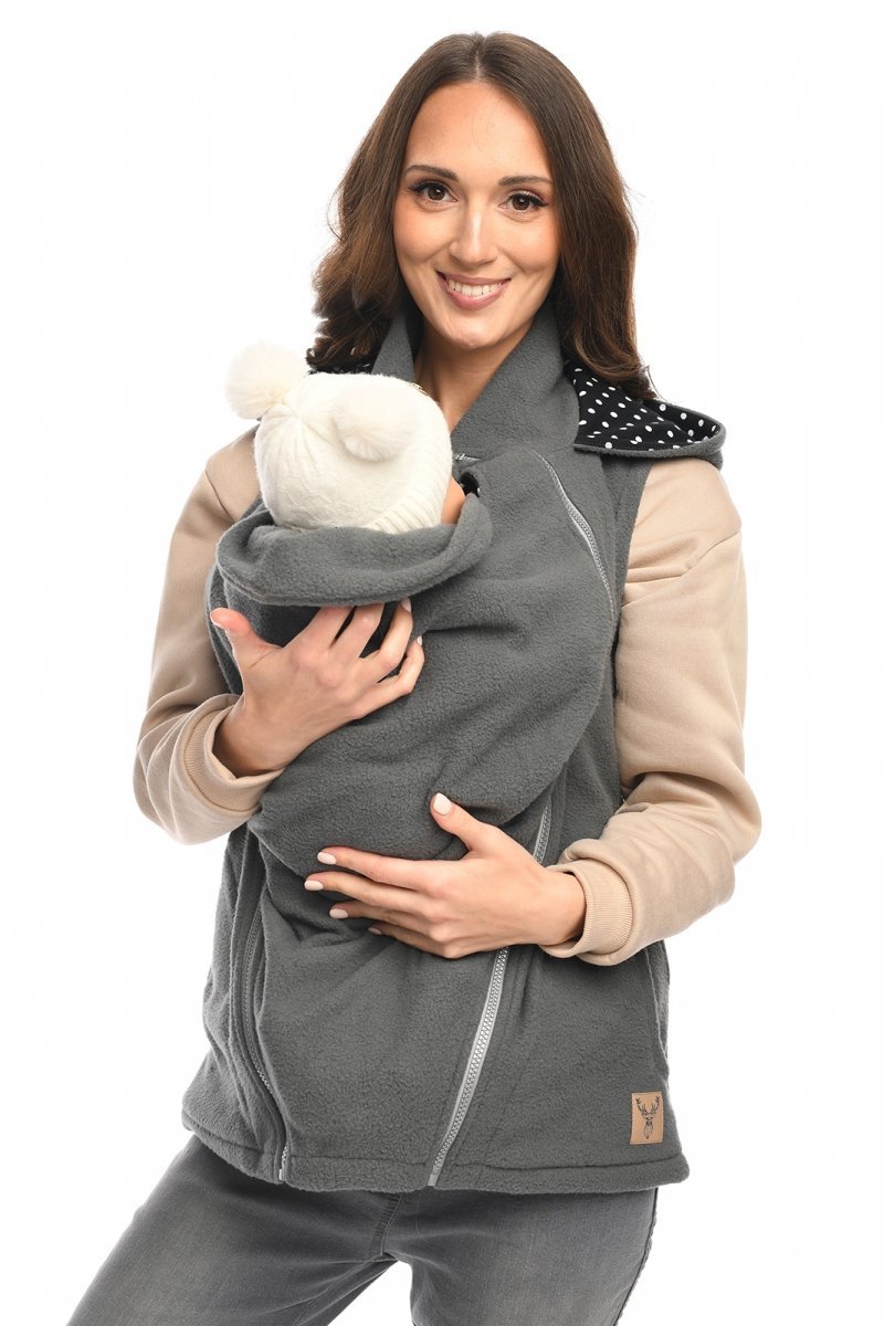 MijaCulture - Maternity Polar warm fleece Vest for two / for Baby Carriers 4131 Grey
