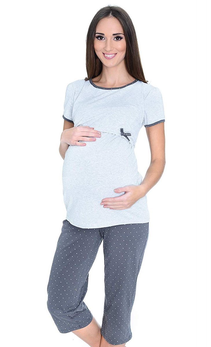 MijaCulture 3 in1 Cute Maternity and Nursing 2-Peace Pyjama Set 4119/M69 Melange / Grey