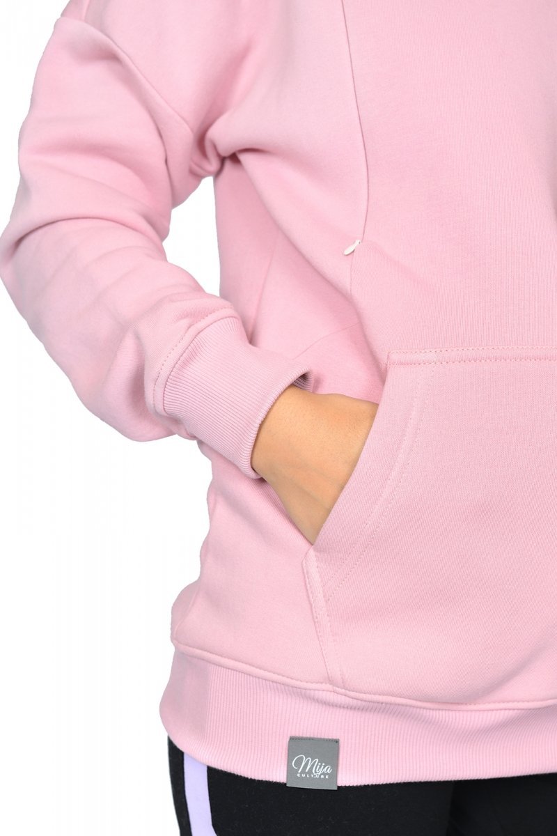 MijaCulture - 3 in1 warm maternity hoodie, for breastfeeding and after  „Molly ” M001 pink