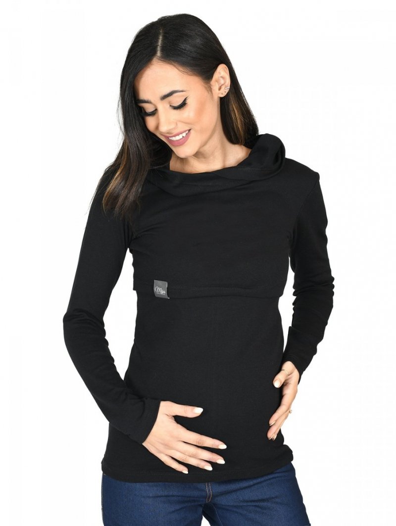 MijaCulture – 3 in1 maternity hoodie, for breastfeeding and after „Neli” M007 black