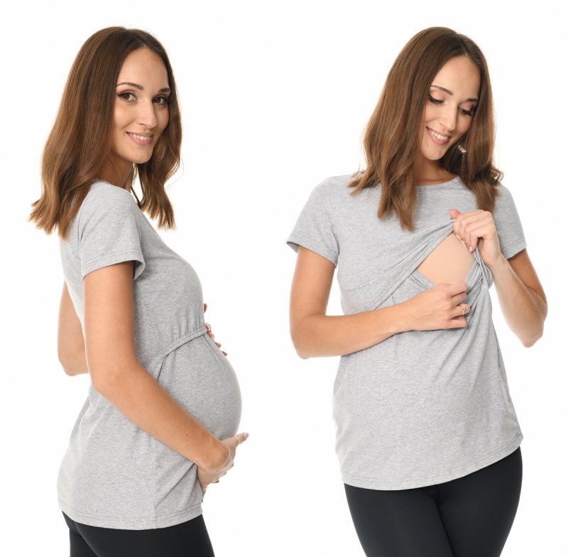 MijaCulture  2 in 1 Maternity and breastfeeding top M018 Camila Melange