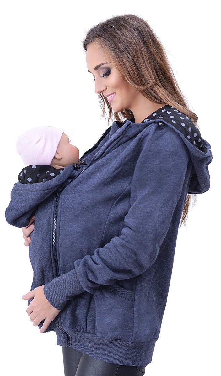 MijaCulture - Maternity Warm Hoodie / Jacket / Sweatshirt / for Baby Carriers 4046/M50 Jeans