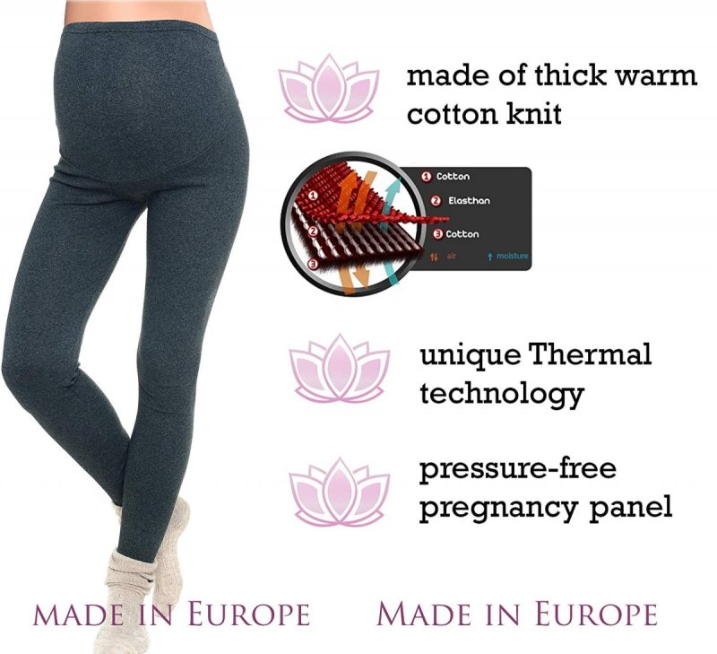 MijaCulture – Long Full Lenght Warm Maternity Leggings for Cool Weather 3006  Black