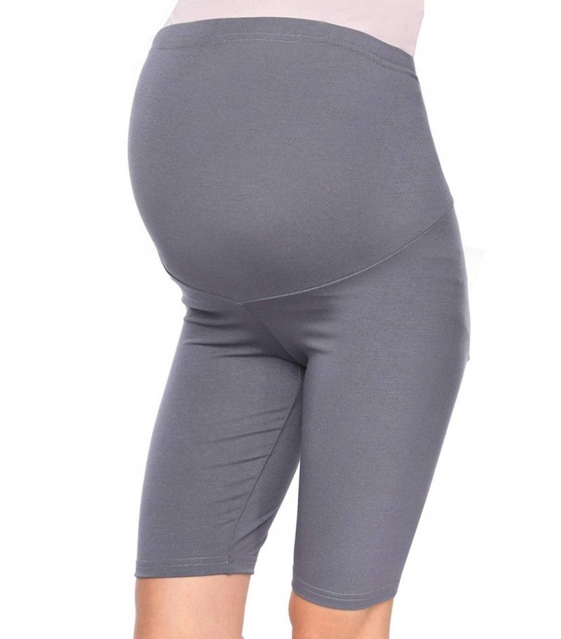 MijaCulture comfortable casual maternity 1/2 leggings shorts 1052 Grey