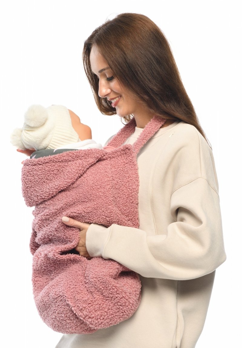 MijaCulture – warm universal cover TEDDY fleece for baby carrier or wrap M025 dusty pink