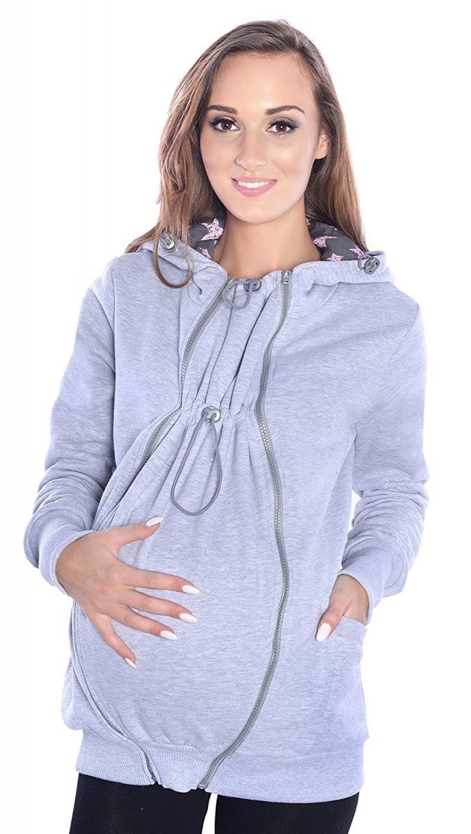 MijaCulture - Maternity Warm Hoodie / Jacket / Sweatshirt / for Baby Carriers 4046/M50  Melange