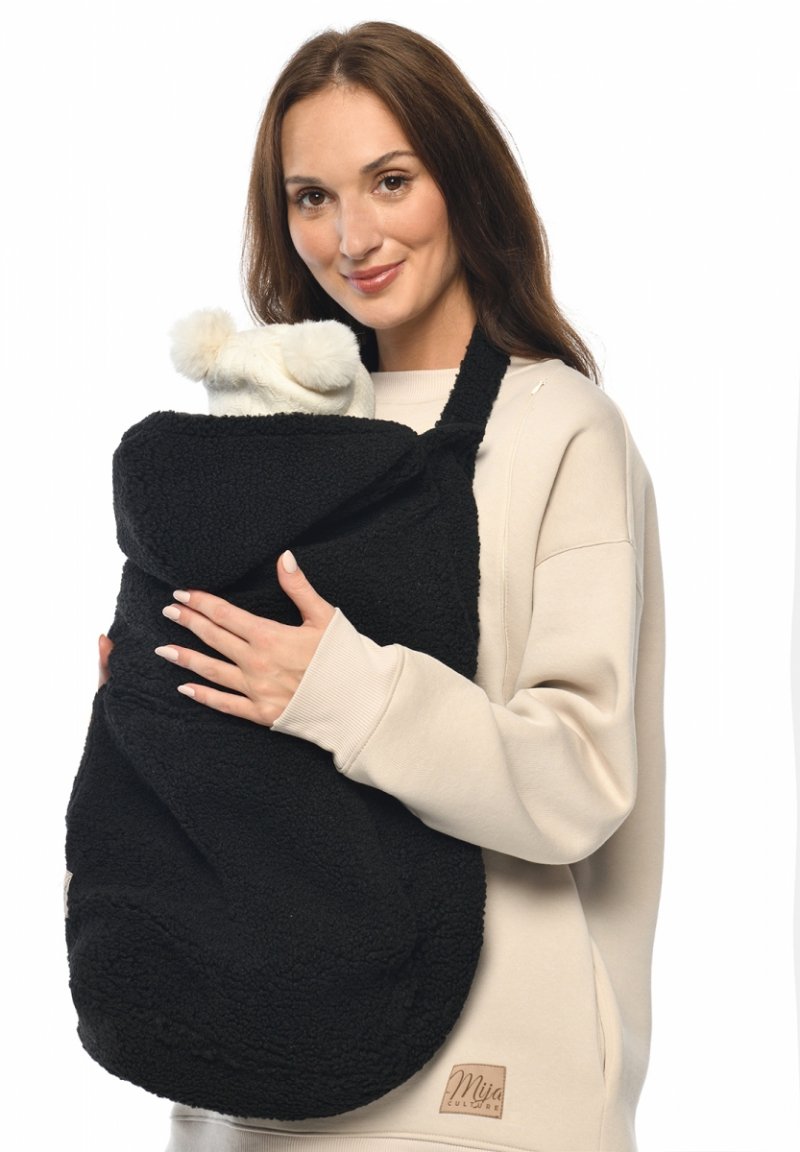MijaCulture – warm universal cover TEDDY (fleece) for baby carrier or wrap M025 black