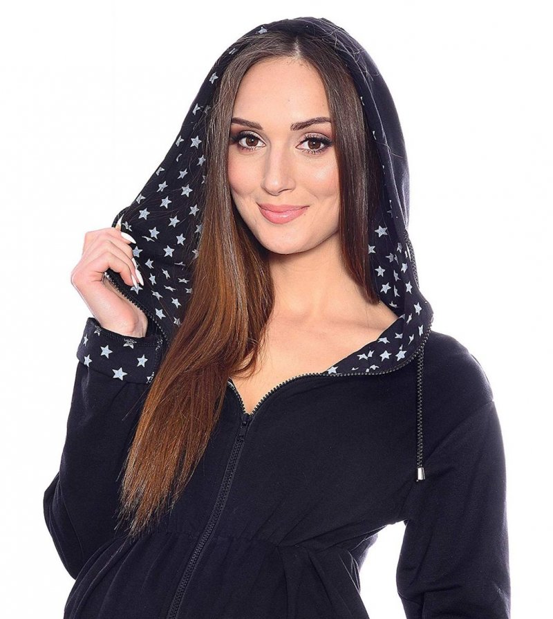 MijaCulture 2 in1 Comfortable Casual Maternity Jacket Hoodie 4070/M62 Black