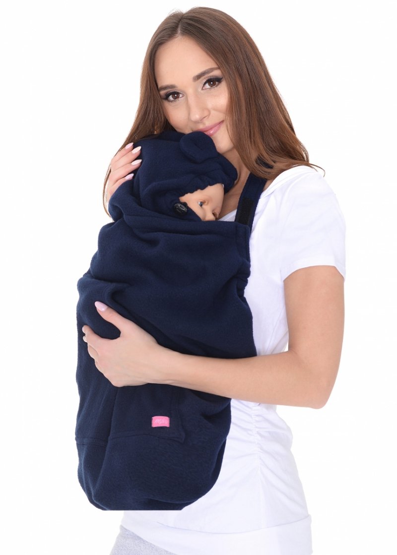 MijaCulture - Maternity fleece warm Baby Universal Windproof Carrier Cover 4022/M37 Navy Blue /  Birds