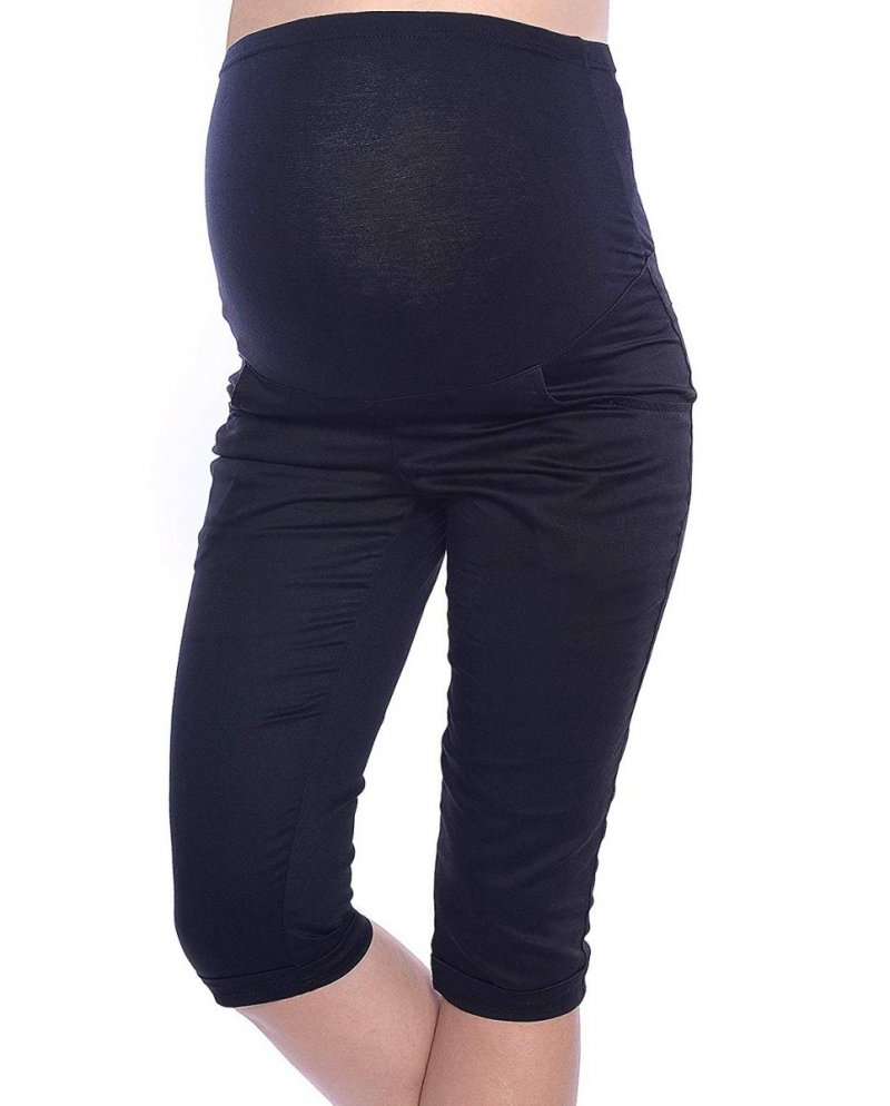 MijaCulture – Capri Maternity Cropped trousers pants short / Perfect for Summer 9045/M34  Black