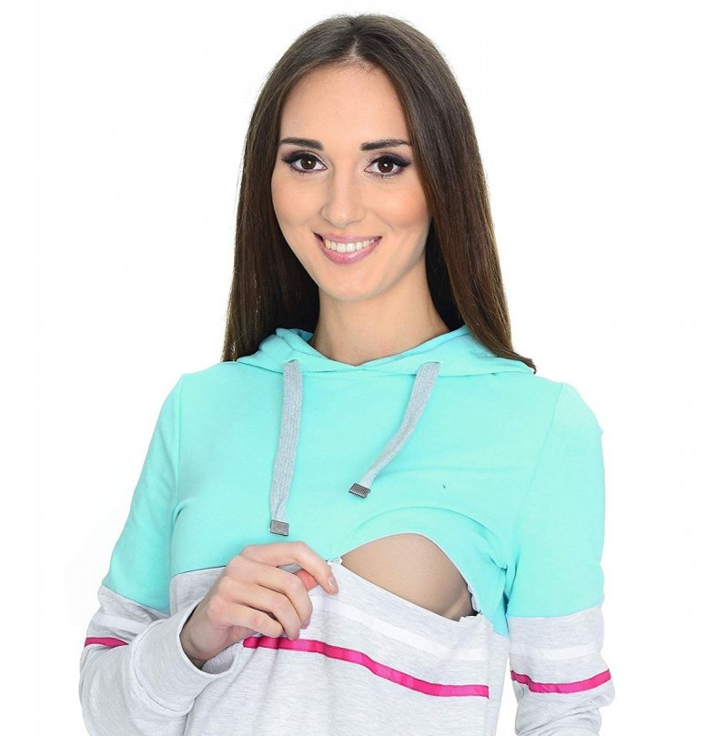 MijaCulture - 3 w 1 bluza ciążowa i do karmienia M72 4111 mięta/melanż