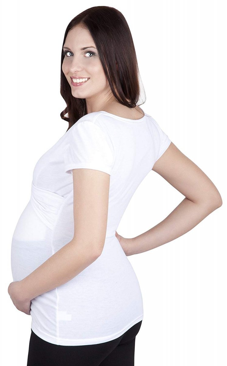 MijaCulture - bluzka z pętelką 2 w 1 ciążowa i do karmienia M18/4003 biały