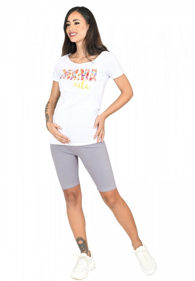 MijaCulture - wygodne krótkie legginsy ciążowe 4008/M25 szary
