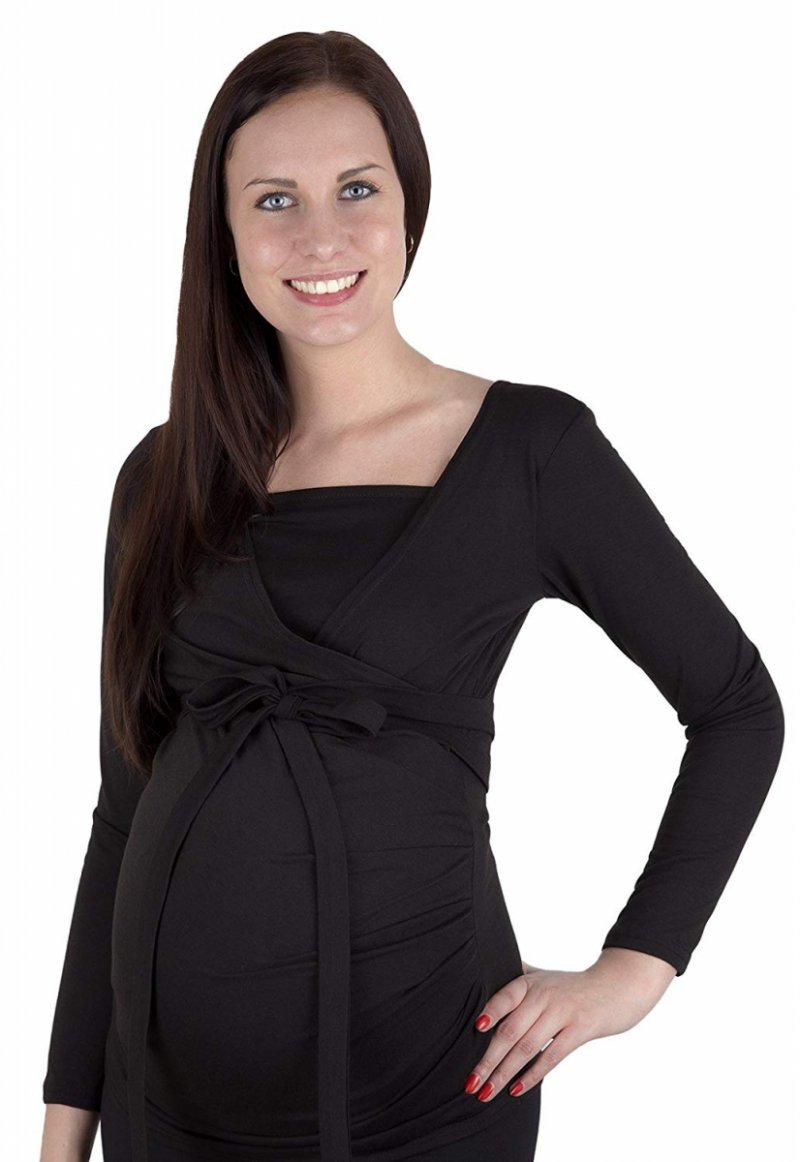 MijaCulture - bluzka z paskiem 2 w 1 ciążowa i do karmienia 4004/M23 czarny