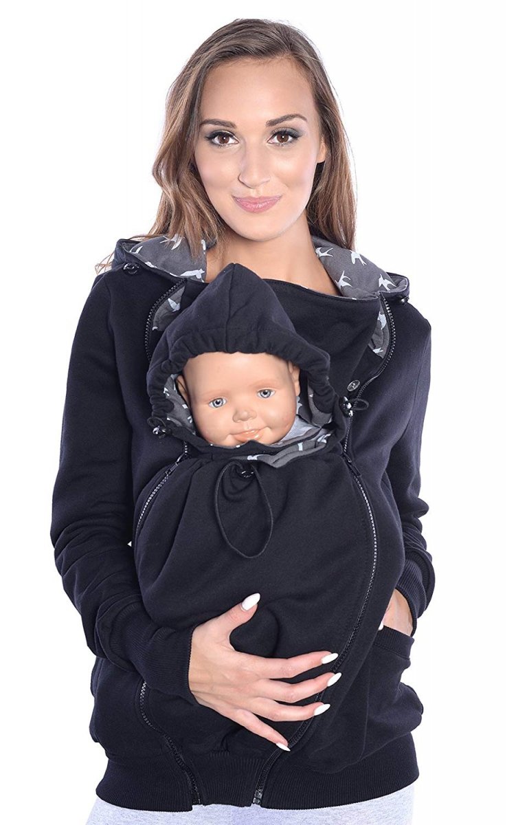 MijaCulture - 3 w1 bluza 3D ciążowa i do noszenia dziecka  4046/M50 czarny