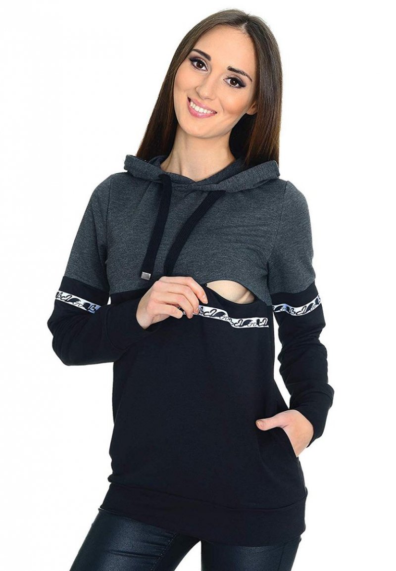 MijaCulture - 3 w 1 bluza ciążowa i do karmienia M72 4111 grafit/czarny 1