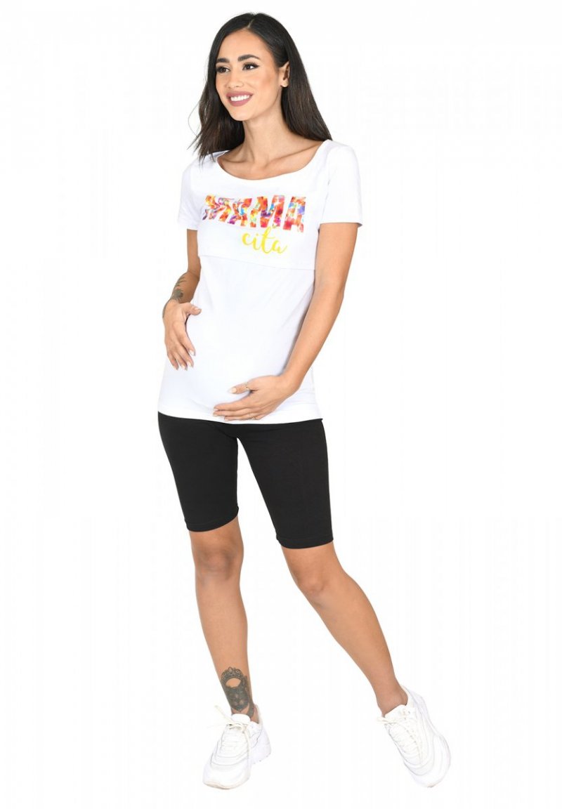 MijaCulture - wygodne krótkie legginsy ciążowe 4008/M25 czarny