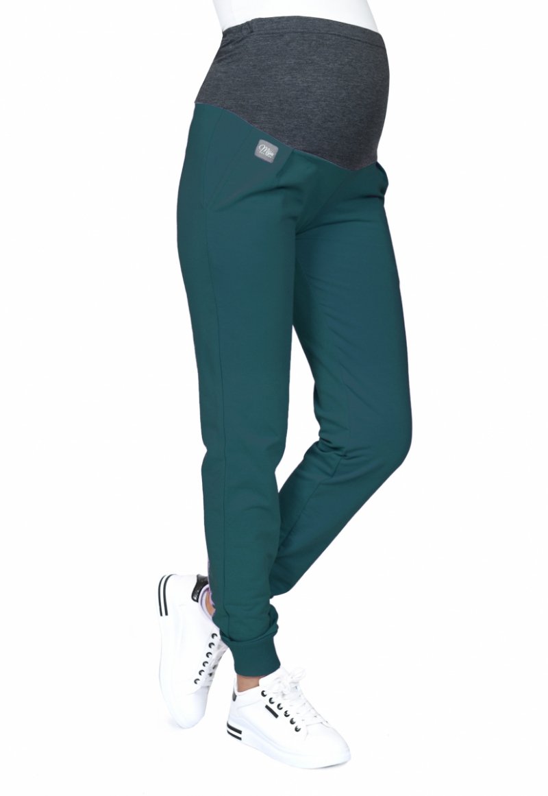 MijaCulture Wygodne spodnie dresowe ciążowe Coco M003 zielone