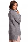 Be Knit BK047 Sweter oversize z golfem - szary