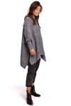 Be Knit BK049 Sweter ponczo z rękawami i golfem - antracytowy