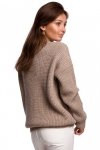 Be Knit BK052 Długi sweter w prążek - cappuccino