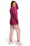 Be Knit BK052 Długi sweter w prążek - wrzosowy