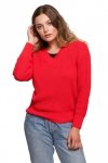 Be Knit BK075 Sweter z dekoltem w serek - czerwony