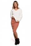 Be Knit BK075 Sweter z dekoltem w serek - ecru