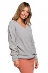 Be Knit BK075 Sweter z dekoltem w serek - szary