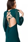 Makover K166 Sukienka szyfonowa z odkrytymi plecami - zielona