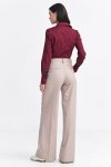 Nife Spodnie z zakładkami, wide leg, prążek - beż - SD105