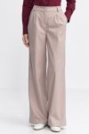 Nife Spodnie z zakładkami, wide leg, prążek - beż - SD105