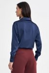 Nife Satynowa koszula body - granat - K80