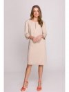 Stylove S394 Sukienka o luźnym fasonie z łezką w dekolcie - beżowa