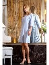 Stylove S394 Sukienka o luźnym fasonie z łezką w dekolcie - błękitna