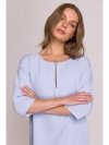 Stylove S394 Sukienka o luźnym fasonie z łezką w dekolcie - błękitna