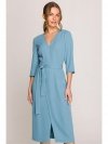 Stylove S396 Sukienka z kopertowym motywem - zimny niebieski