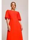 Stylove S399 Sukienka z bufiastymi rękawami - koralowa